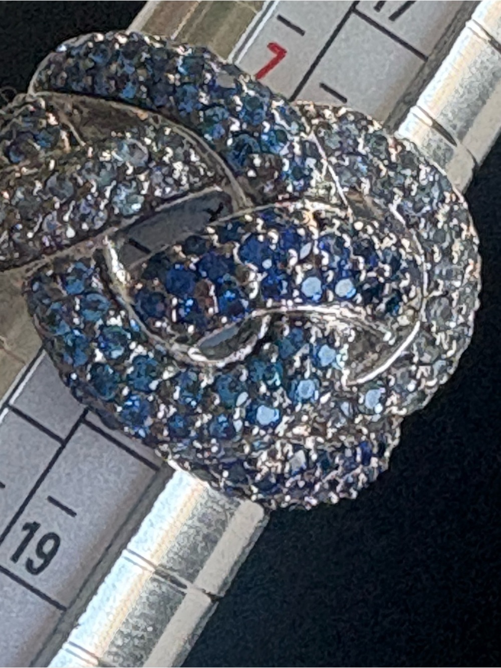 JCM .925 Sterling Silver Blue Sapphire CZ Love Knot Ring Size 8